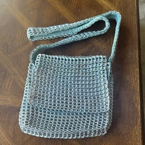 Handcrafted Light Blue Crochet Crossbody Bag